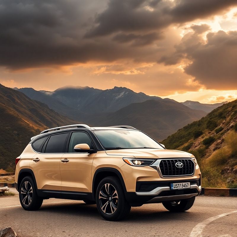 SUV en una carretera de montaña cerca del Pirineo